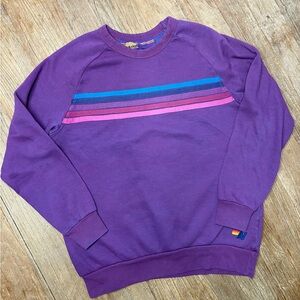 Aviator Nation Purple and Blue Striped Crewneck Sweater
